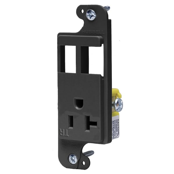Hubbell Wiring Device-Kellems J-Load Media Outlet, 20A 125V Tamper Resistant Receptacle, 2-Port, Decorator Frame, Black RJ62BKTR - main